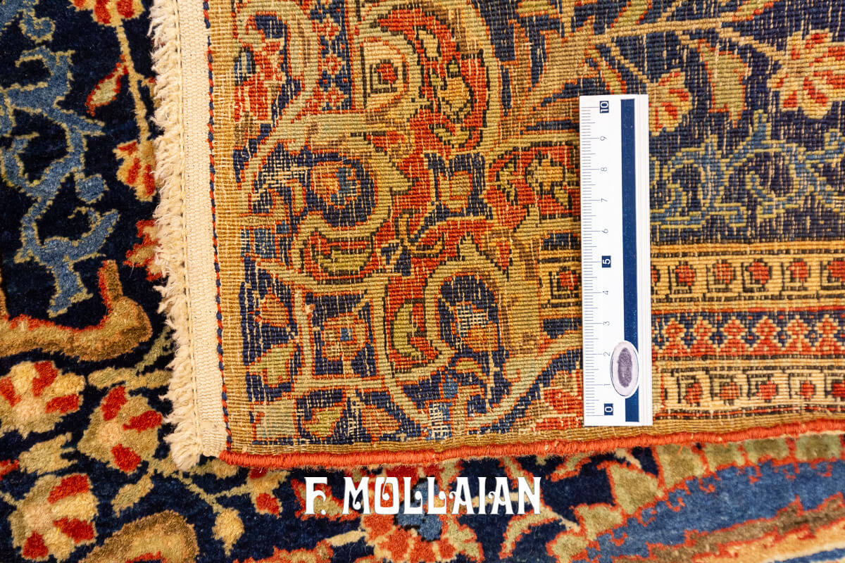 Tappeto Kashan Mohtasham di Seta Colore Blu n°:368173